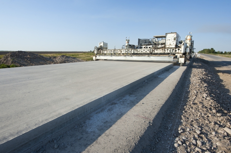 Layed concrete raodbed near Merke. 22 Aug. 2011. Zhambyl oblast. ADB section.