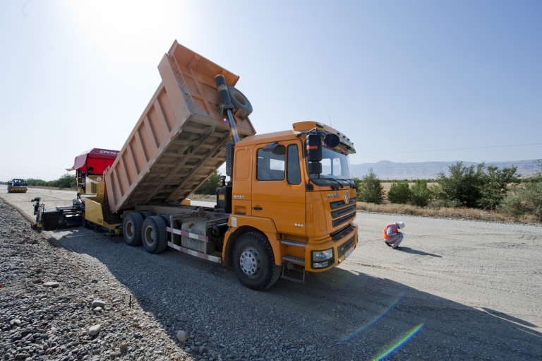 Works are underway by KCC South Korean company. People of different nationalities work in the company. Zhambyl oblast. 23 Aug. 2011. ADB section.