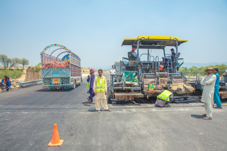Photo of road maintenance at Hasanabdal-Havellian Expressway (E-35) on Thursday, 31 May 2018...The National Trade Corridor Highway Investment Program will develop the Hasanabdal-Havellian Expressway to link the country's northern area to the existing expressway network and lead to better connectivity with other central Asian countries.