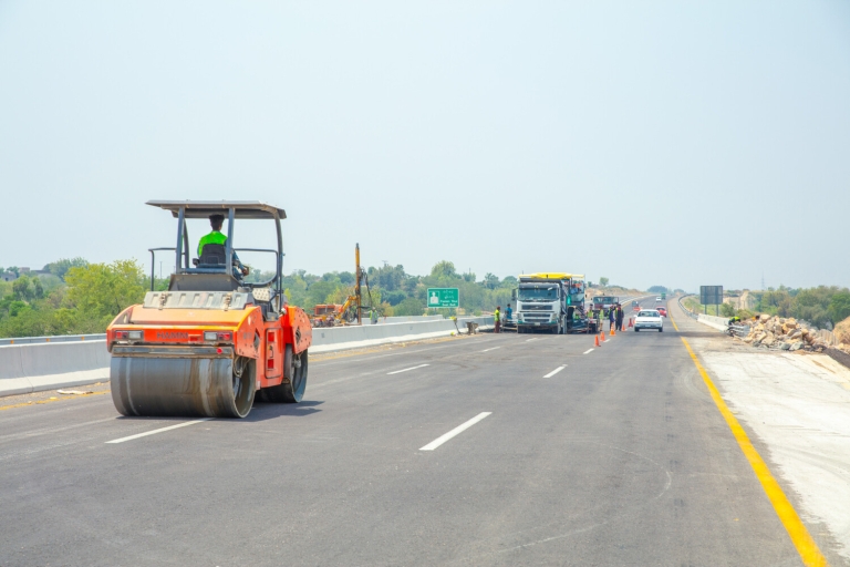 Photo of road maintenance of a patch at the Hasanabdal-Havellian Expressway (E-35) on Thursday, 31 May 2018...The National Trade Corridor Highway Investment Program will develop the Hasanabdal-Havellian Expressway to link the country's northern area to the existing expressway network and lead to better connectivity with other central Asian countries.